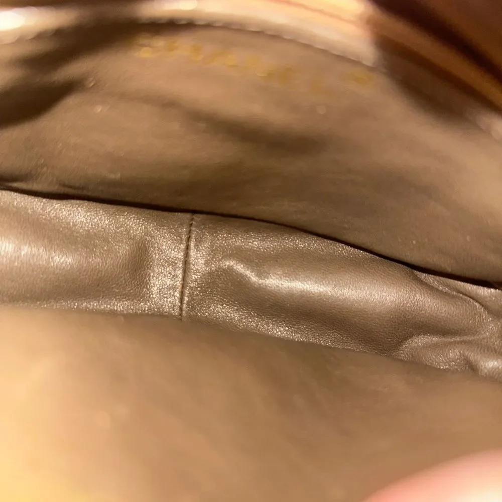 CHANEL Tan Leather Crossbody Bag with Gold Chain